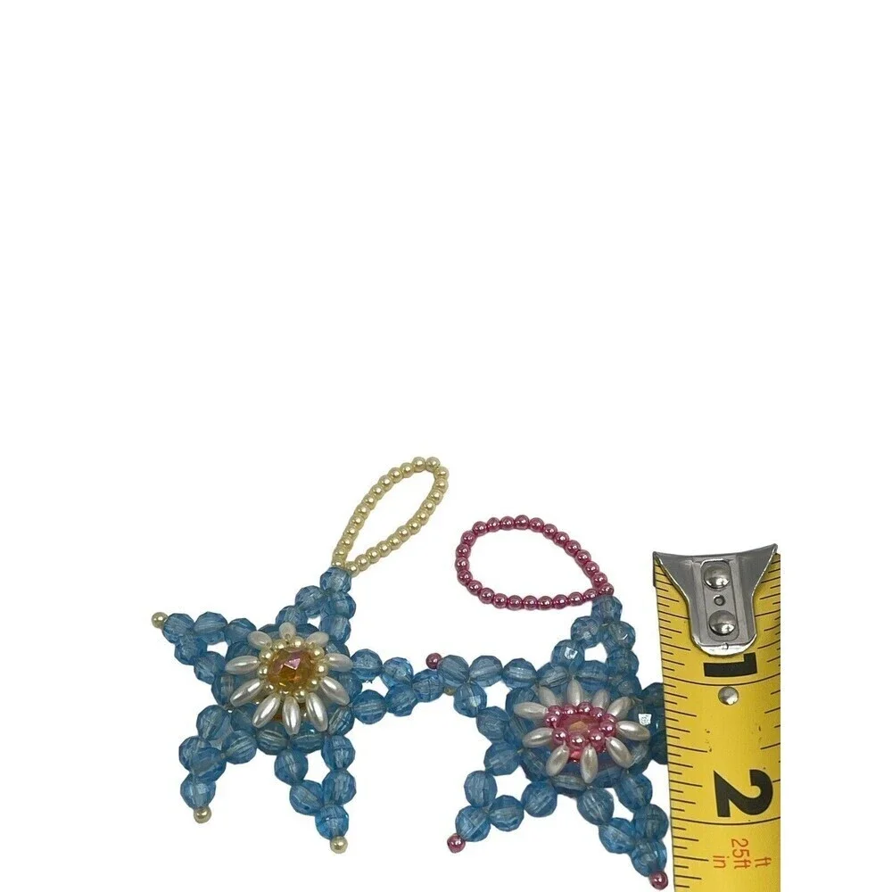 Beaded Star Christmas Ornament Handmade Lot 2